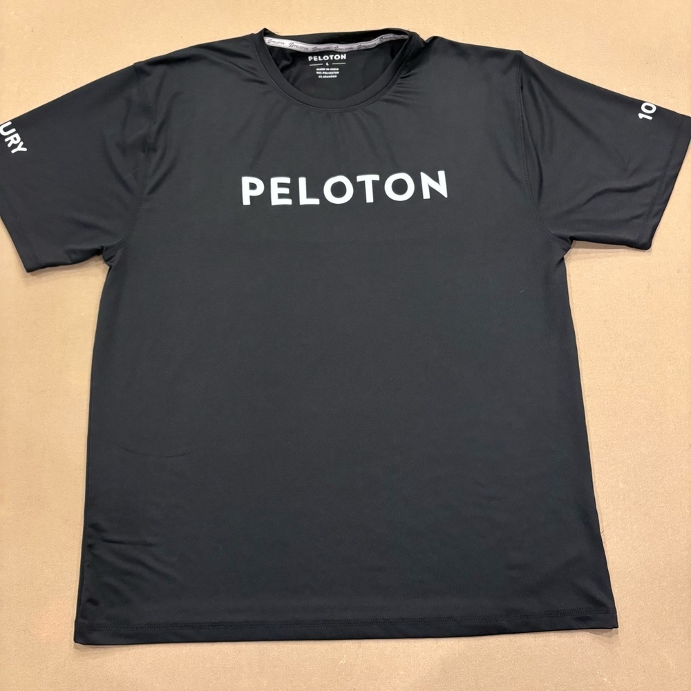 Peloton Century Club 100 Short Sleeve Performance Athletic Tee Black Size Large
